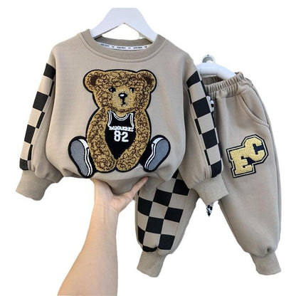 Boys Cartoon Print Sweater and Trousers Set