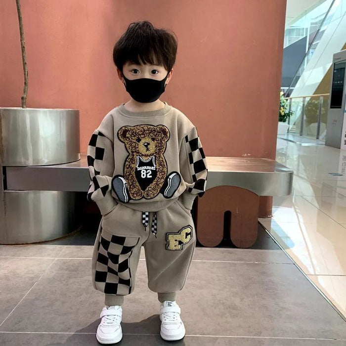 Boys Cartoon Print Sweater and Trousers Set