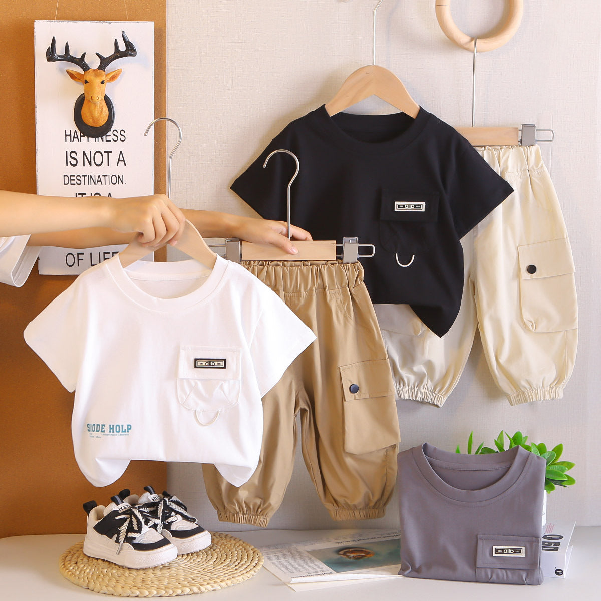 Boys Cotton Short Sleeve Two-Piece Set