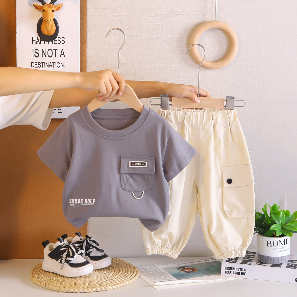 Boys Cotton Short Sleeve Two-Piece Set