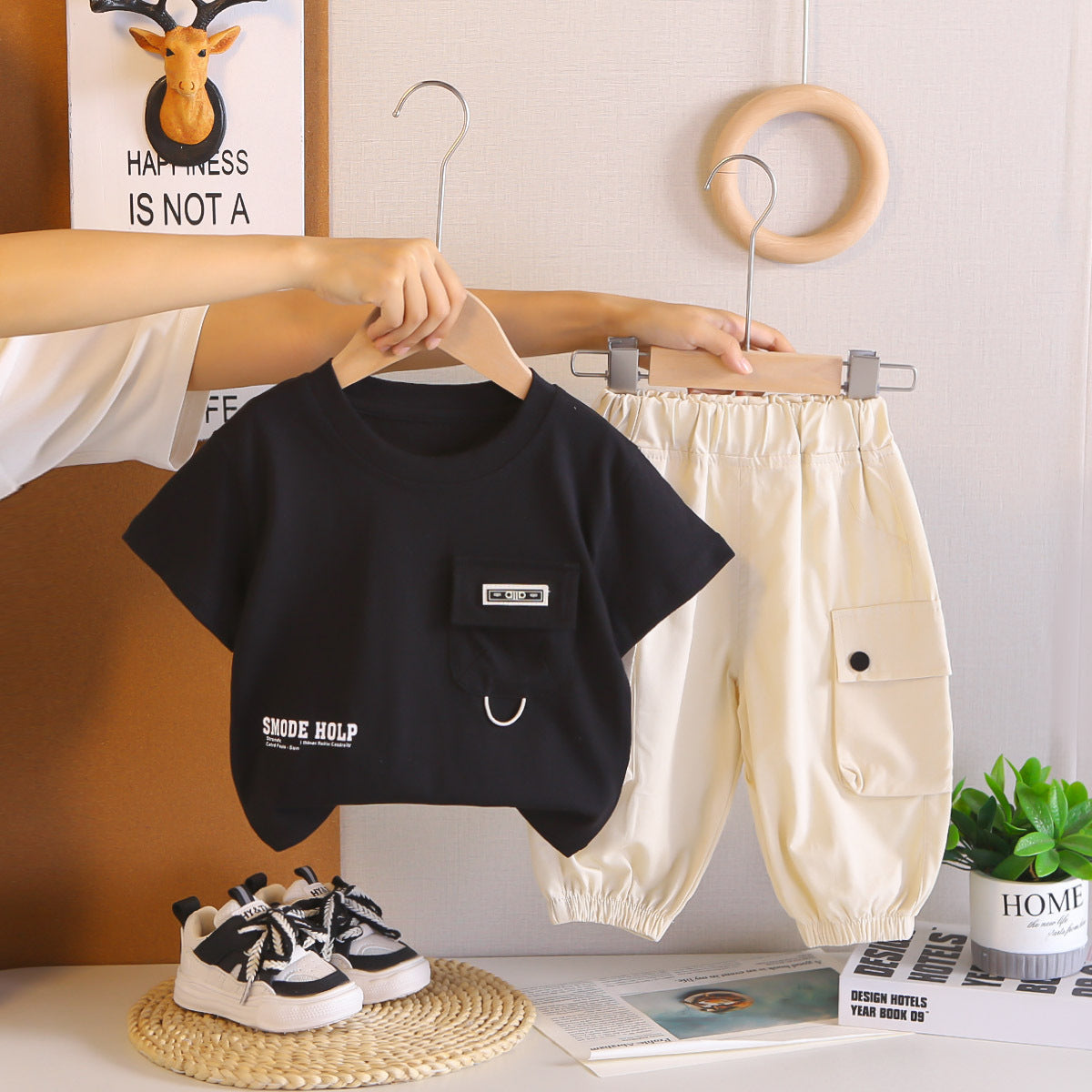 Boys Cotton Short Sleeve Two-Piece Set
