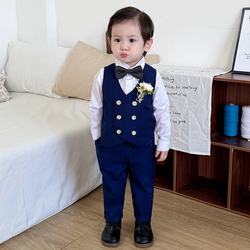 Boys Formal Suit Set with Bow Tie and Corsage