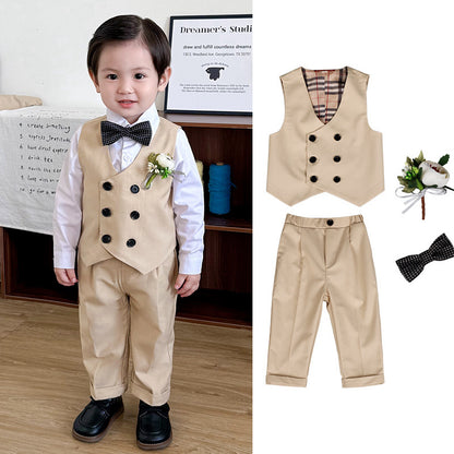Boys Formal Suit Set with Bow Tie and Corsage