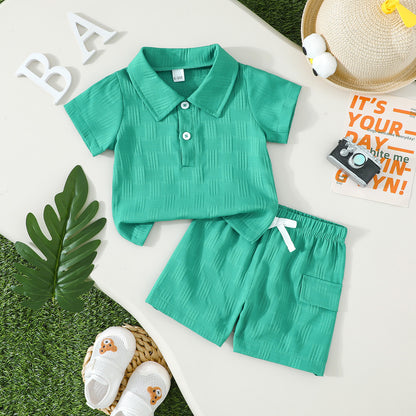 Boys Jacquard Polo Shirt and Shorts Set
