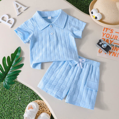 Boys Jacquard Polo Shirt and Shorts Set