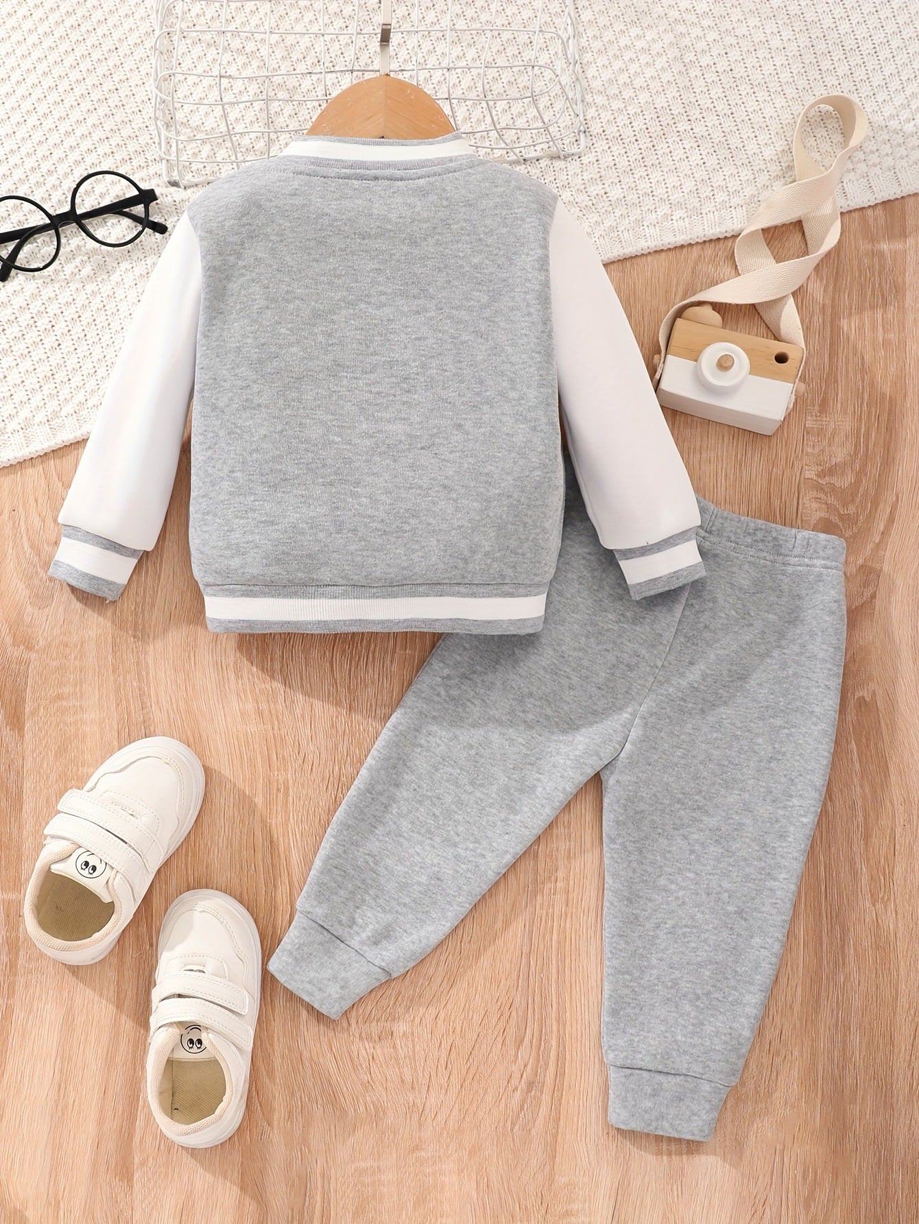 Boys Letter Embroidered Baseball Suit Set