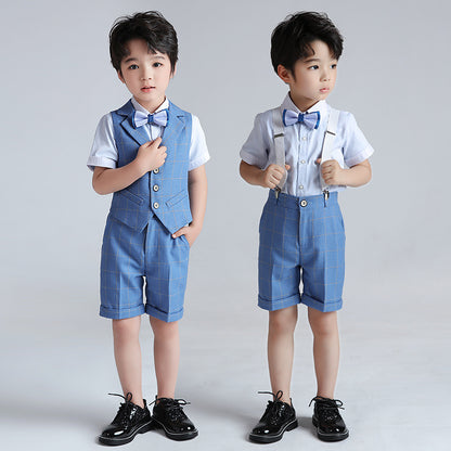 Boys Plaid Three-Piece Suit