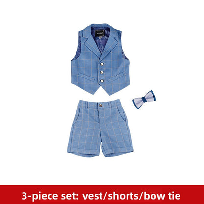 Boys Plaid Three-Piece Suit