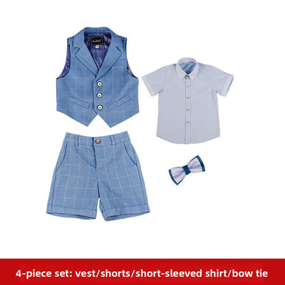 Boys Plaid Three-Piece Suit