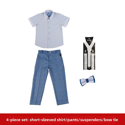 Boys Plaid Three-Piece Suit
