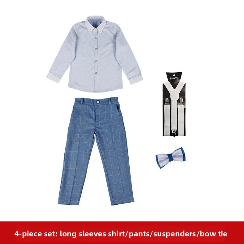 Boys Plaid Three-Piece Suit