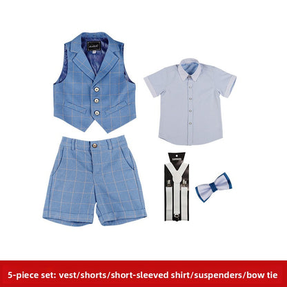 Boys Plaid Three-Piece Suit