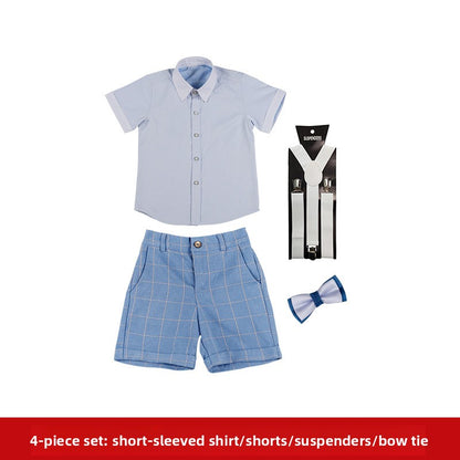 Boys Plaid Three-Piece Suit