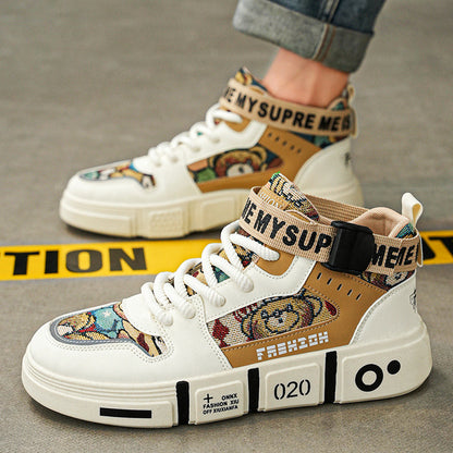 Boys' Shoes for Boys, Middle and Large Children's High-Top White Shoes