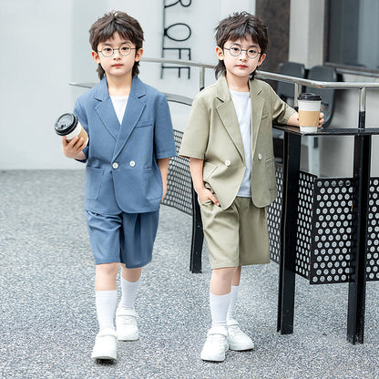 Boys Short Sleeve Suit Shorts