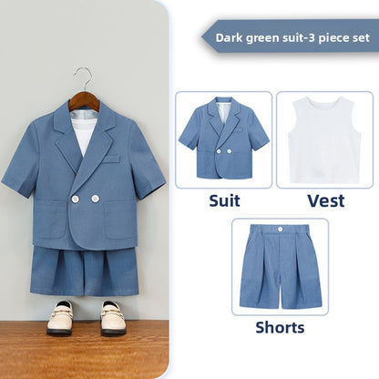 Boys Short Sleeve Suit Shorts