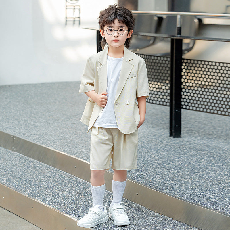 Boys Short Sleeve Suit Shorts