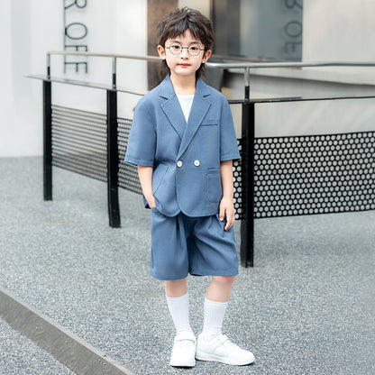 Boys Short Sleeve Suit Shorts