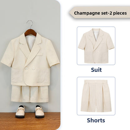 Boys Short Sleeve Suit Shorts