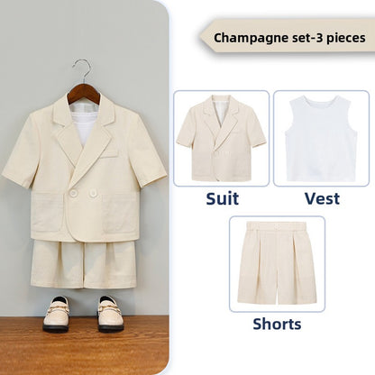 Boys Short Sleeve Suit Shorts