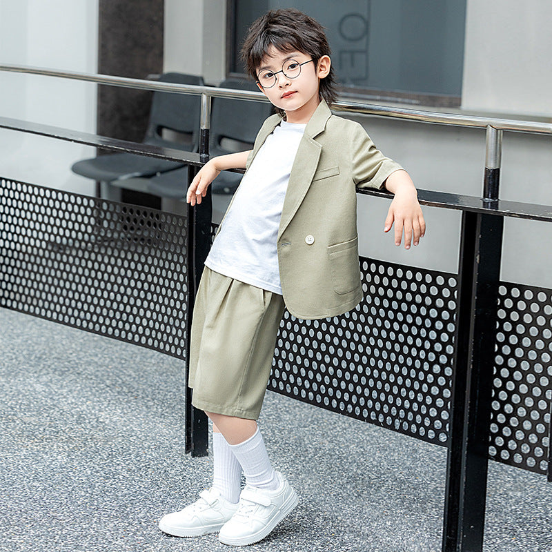 Boys Short Sleeve Suit Shorts