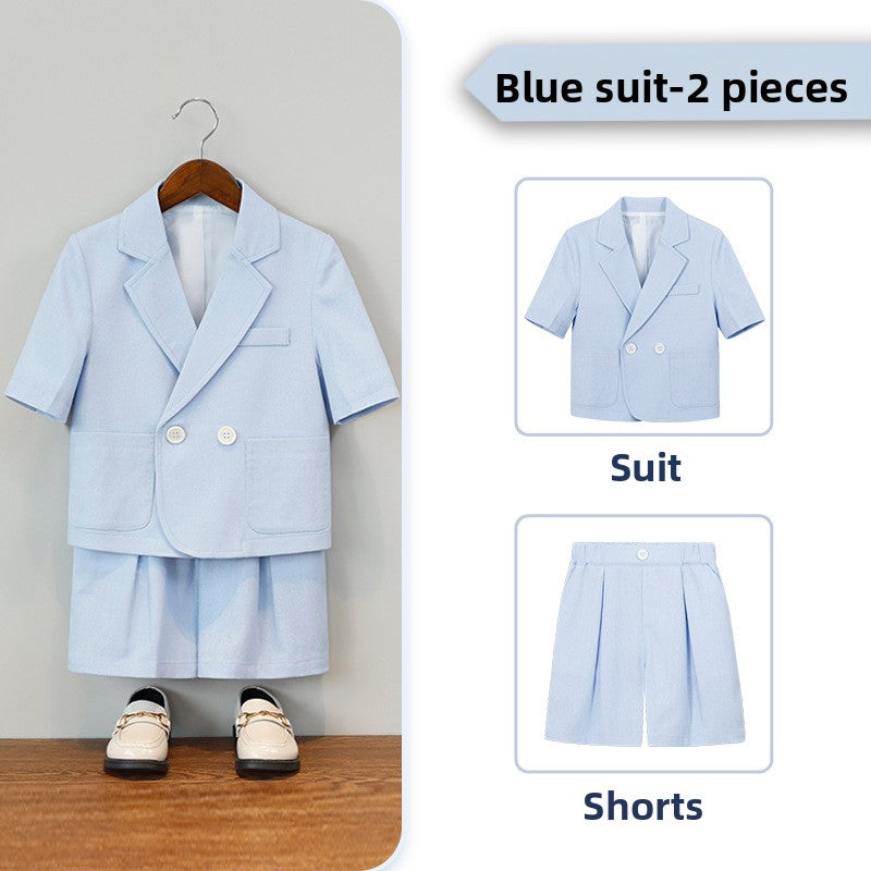 Boys Short Sleeve Suit Shorts