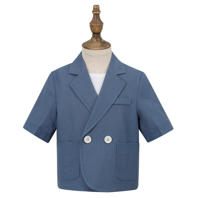 Boys Short Sleeve Suit Shorts