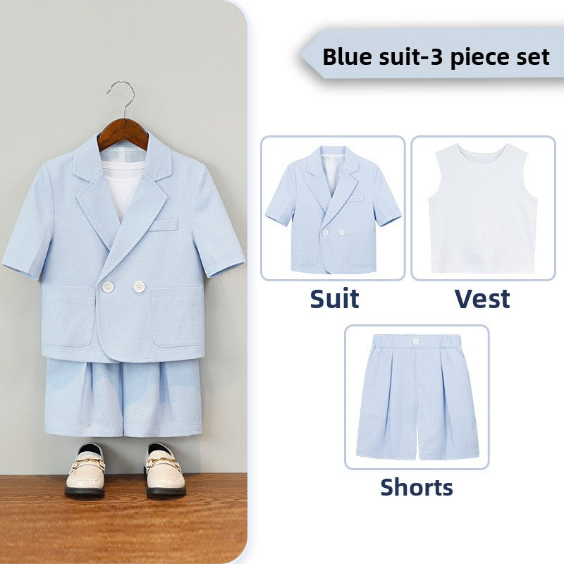 Boys Short Sleeve Suit Shorts