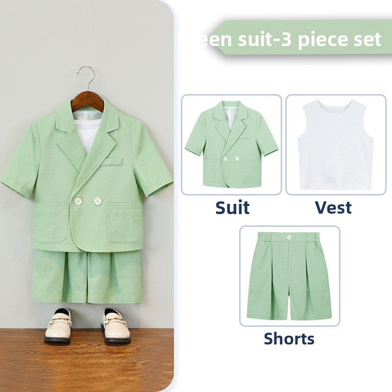 Boys Short Sleeve Suit Shorts