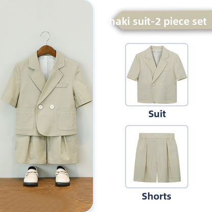 Boys Short Sleeve Suit Shorts