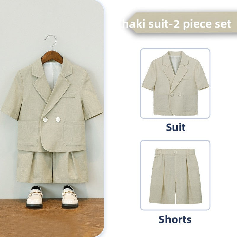 Boys Short Sleeve Suit Shorts