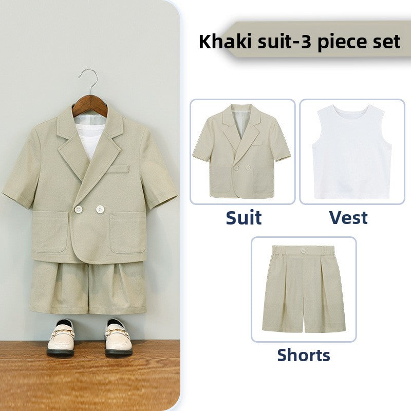 Boys Short Sleeve Suit Shorts
