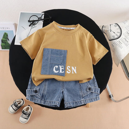 Boys Summer Short Sleeve with Letter Patch