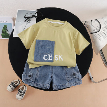 Boys Summer Short Sleeve with Letter Patch