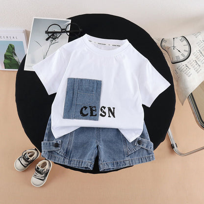 Boys Summer Short Sleeve with Letter Patch
