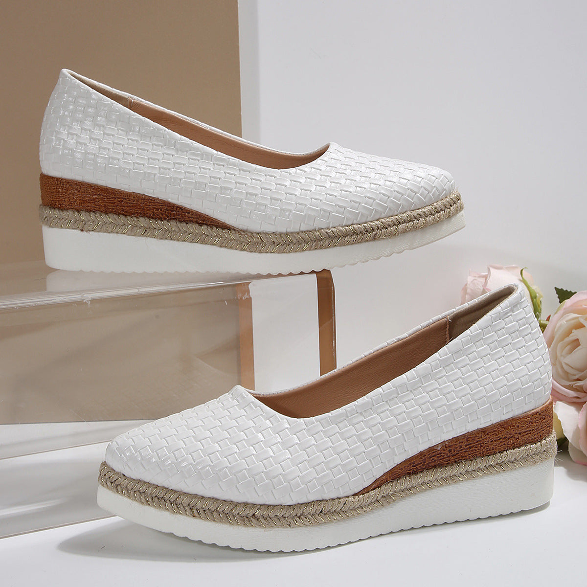 Braided Hemp Rope Platform Sole Women's Shoes