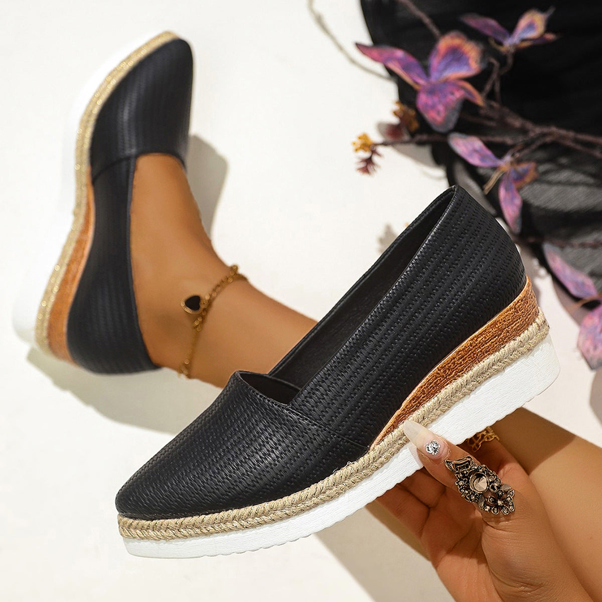 Braided Hemp Rope Platform Sole Women's Shoes