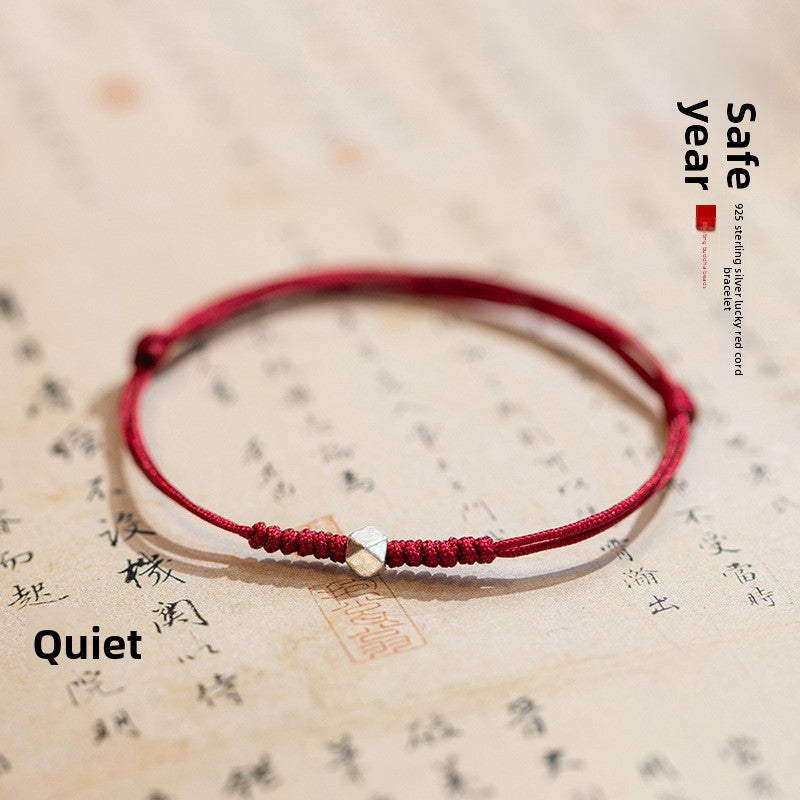 Braided Red Rope Zodiac Bracelet with 925 Silver Beads