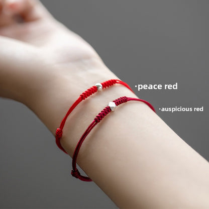 Braided Red Rope Zodiac Bracelet with 925 Silver Beads