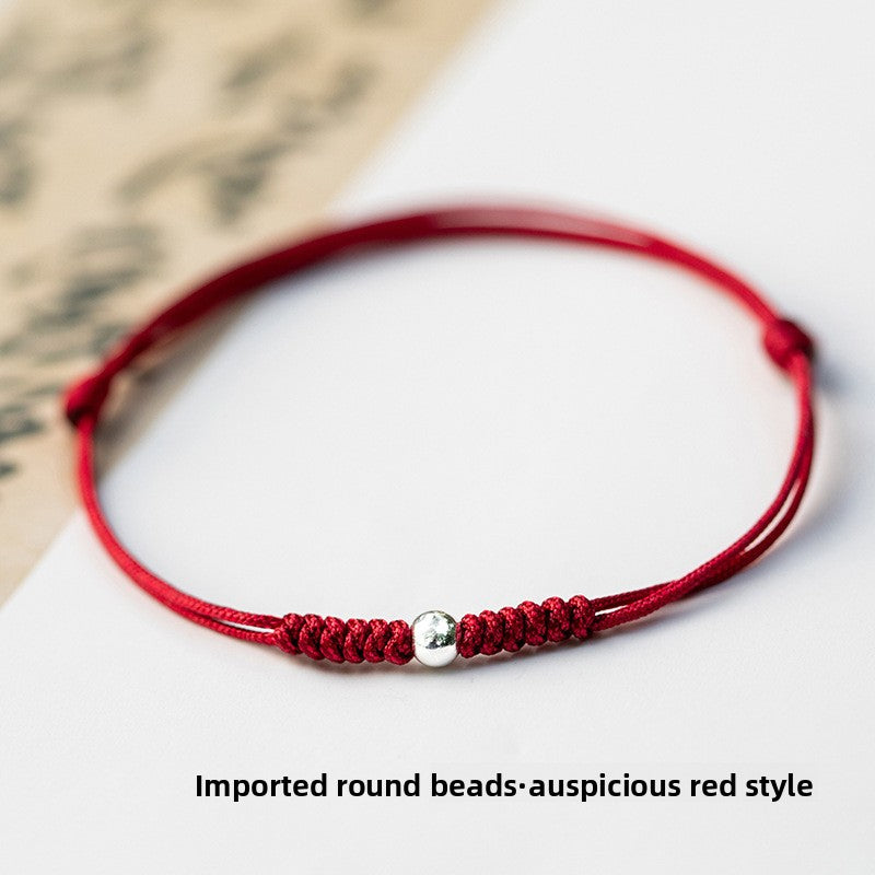 Braided Red Rope Zodiac Bracelet with 925 Silver Beads