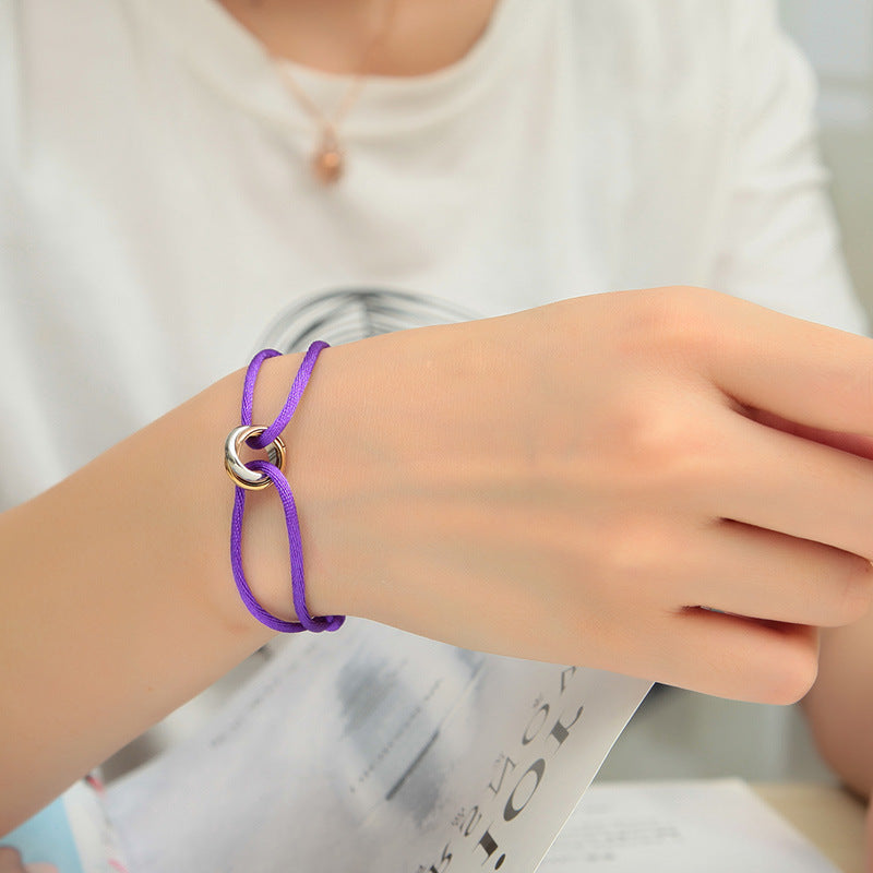Braided Titanium Steel Three-Ring Bracelet