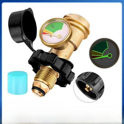 Brass Gas Tank Adapter with Pressure Gauge