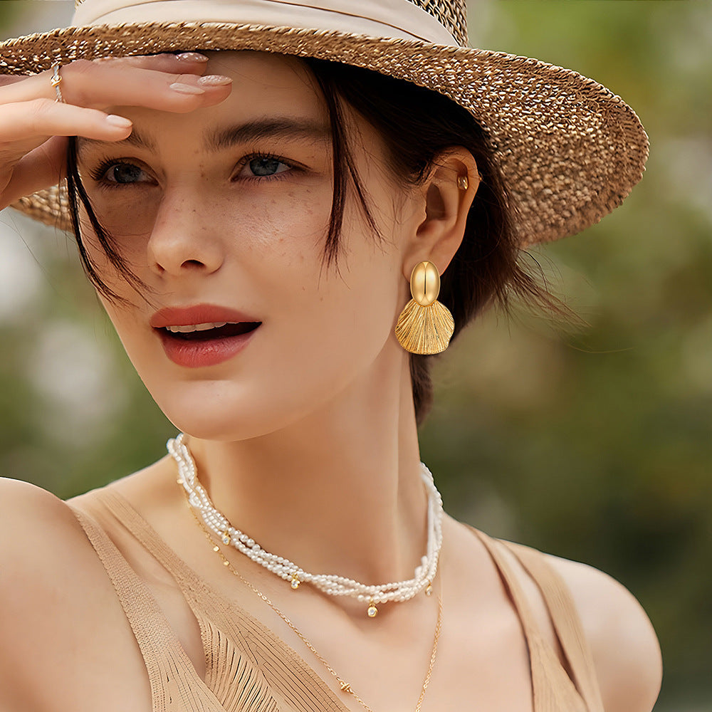 Brass Gold Plated Leaf Design Earrings