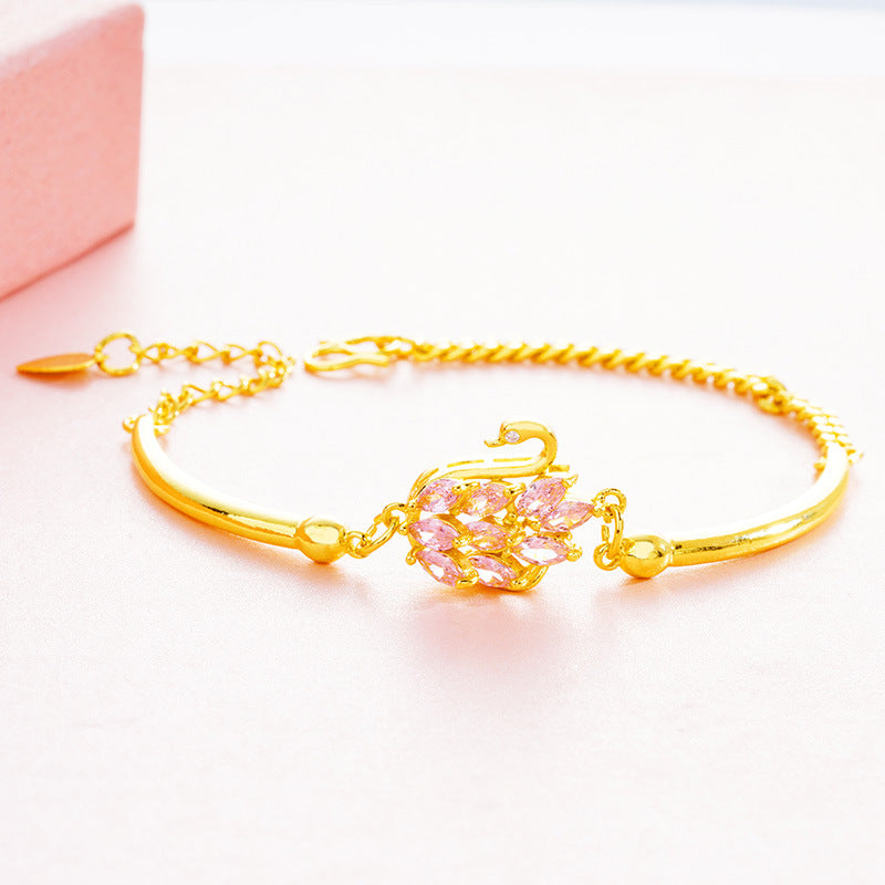 Brass Gold Plated Swan Jewelry Set