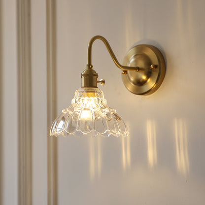 Brass green glass wall lamp