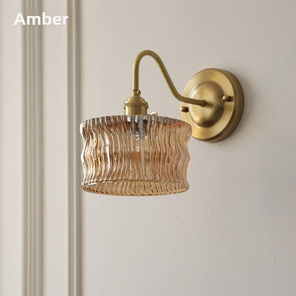 Brass green glass wall lamp
