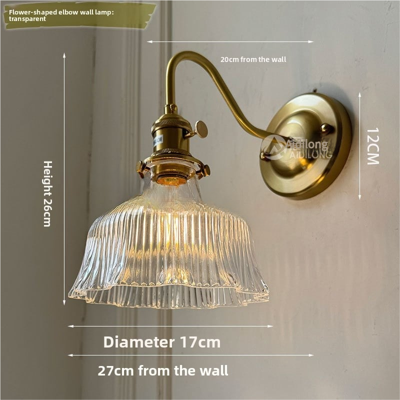 Brass green glass wall lamp