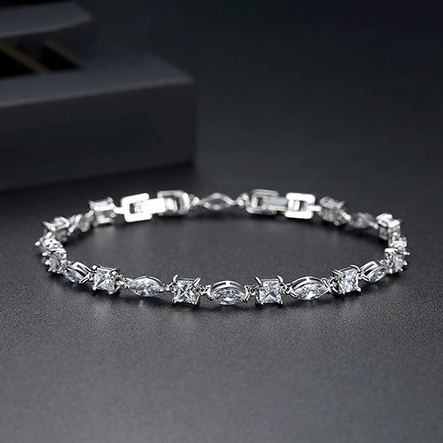 Brass inlaid zircon bracelet