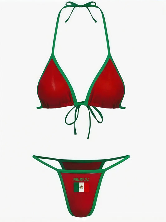 Brazil Flag Embroidered Bikini Swimwear