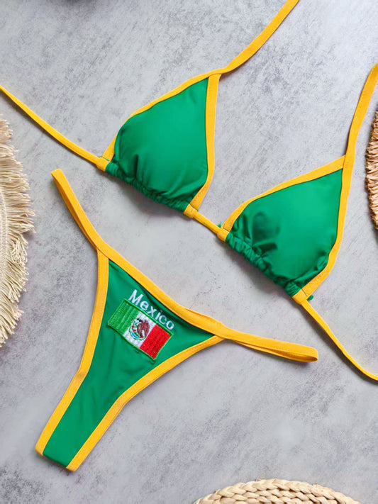 Brazil Flag Embroidered Bikini Swimwear